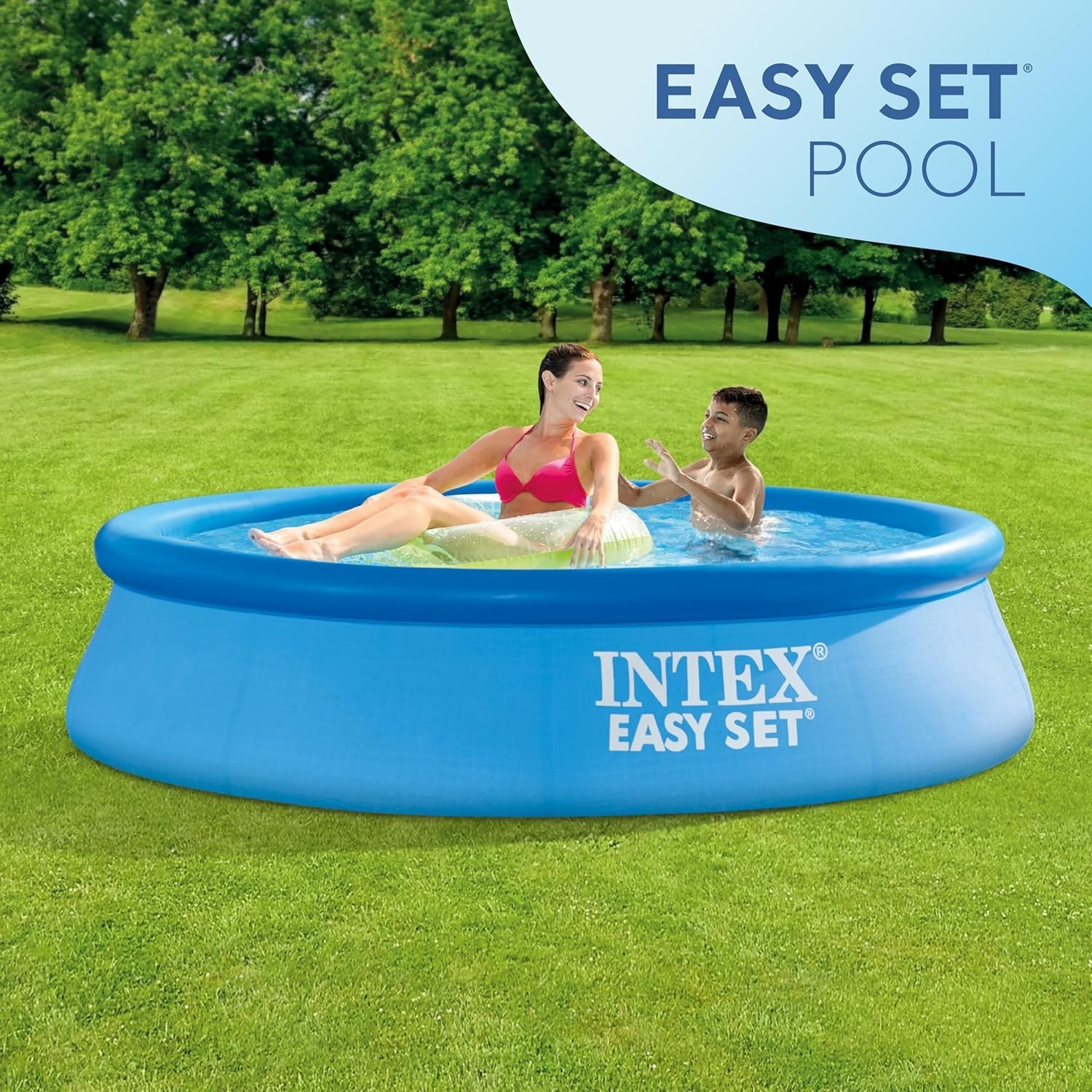 Intex 28106EH 8' x 24" Easy Set Inflatable Ring Round Swimming Pool, Blue gallery