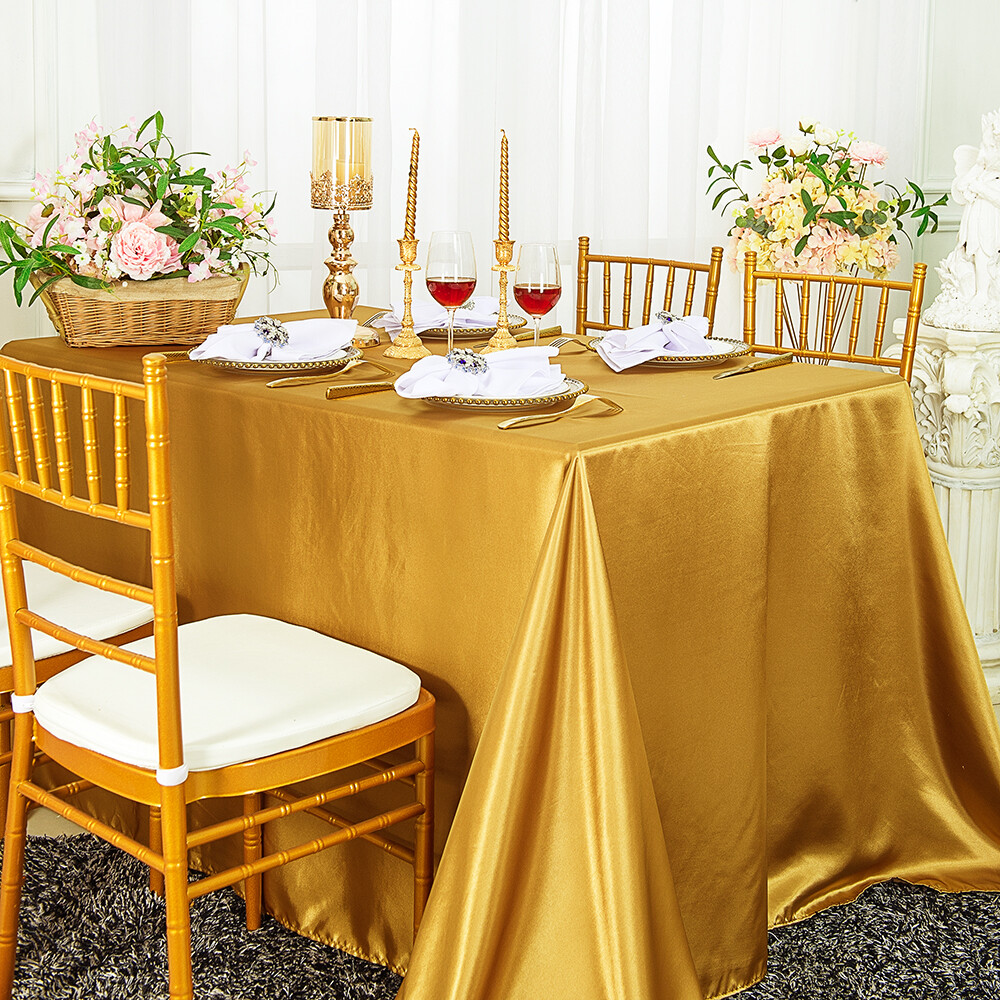 Wedding Linens Inc, 72" x 120" Premium Rectangular Satin Tablecloths gallery