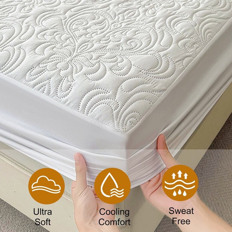 Polychrome Quilting Waterproof Dustproof Mattress Case Soft Comfort Solid Color gallery