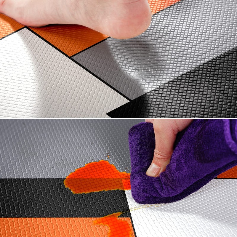 Orange Black Grey White Kitchen Rugs Set of 2 Cushioned Anti Fatigue 17.5x47 gallery
