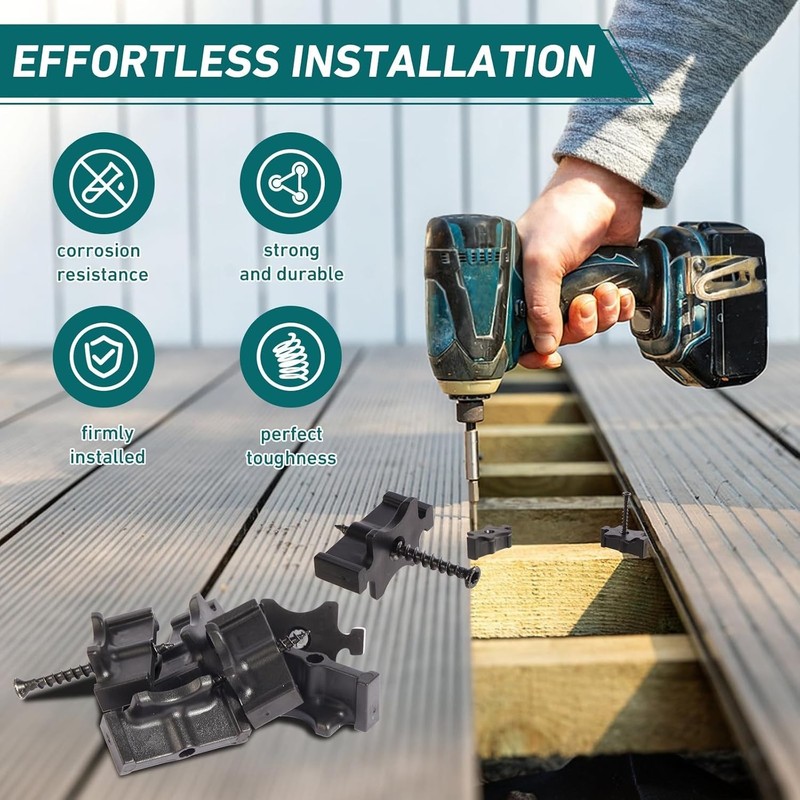 1000PCS Hidden Deck Fasteners for Composite Decking Universal T Clips Black gallery