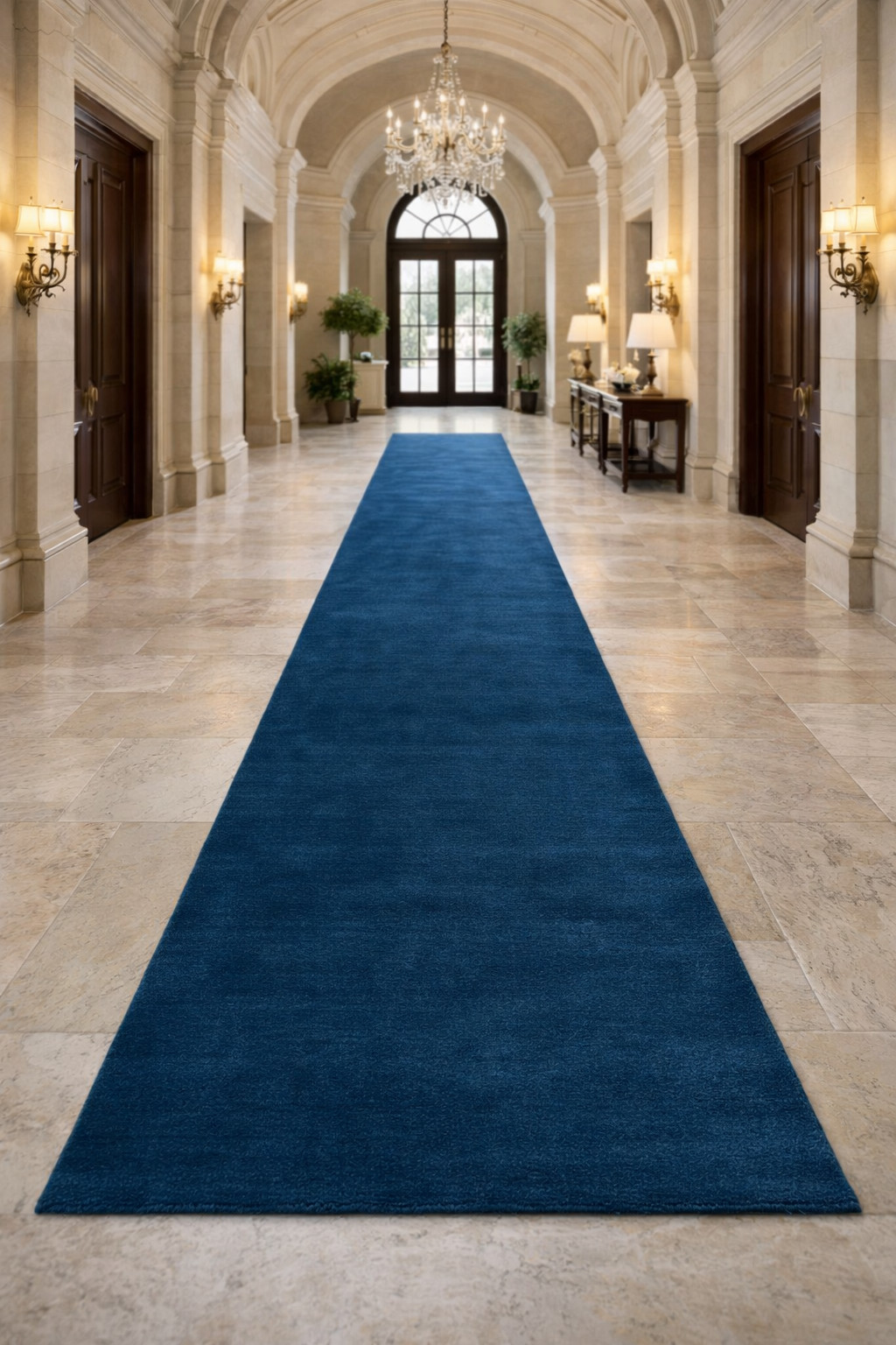 Hand Tufted Wool Runner Rug Blue Modern Hallway Carpet Handmade Floor Runner gallery