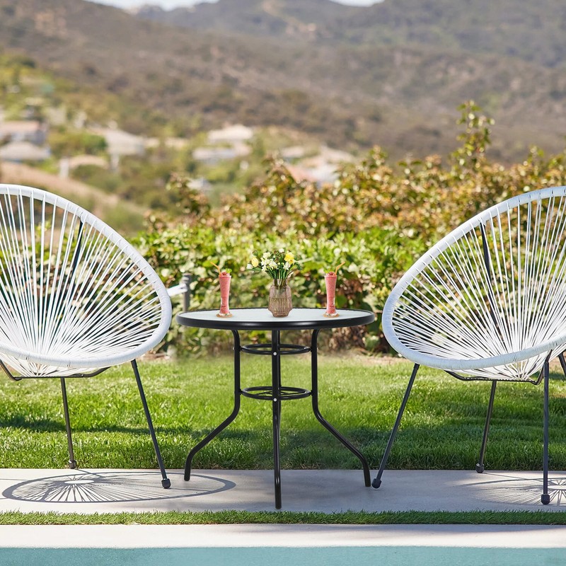 Outdoor Table Patio Table Dining Table with Tempered Glass Umbrella Hole gallery