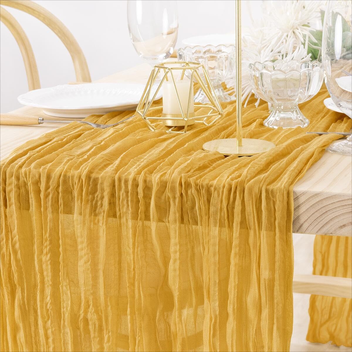MLMW 6 Pack Gold Yellow Cheesecloth Table Runner Sheer Gauze Cheese Cloth 160 gallery