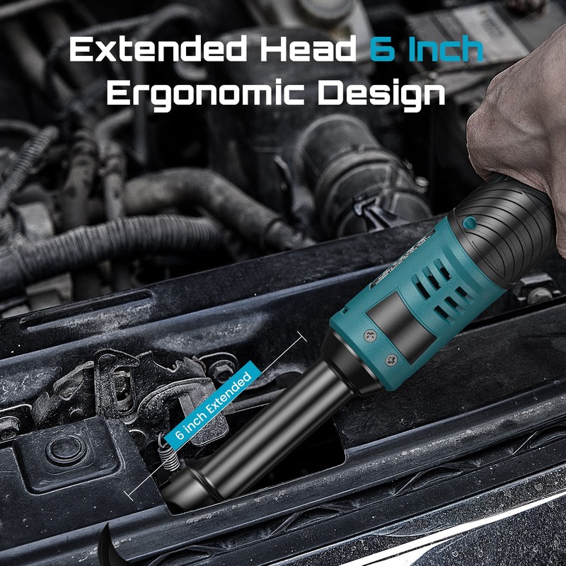 Seesii Extended Cordless Electric Ratchet Wrench 3/8", 40 Ft-lbs Torque, 6" Neck gallery