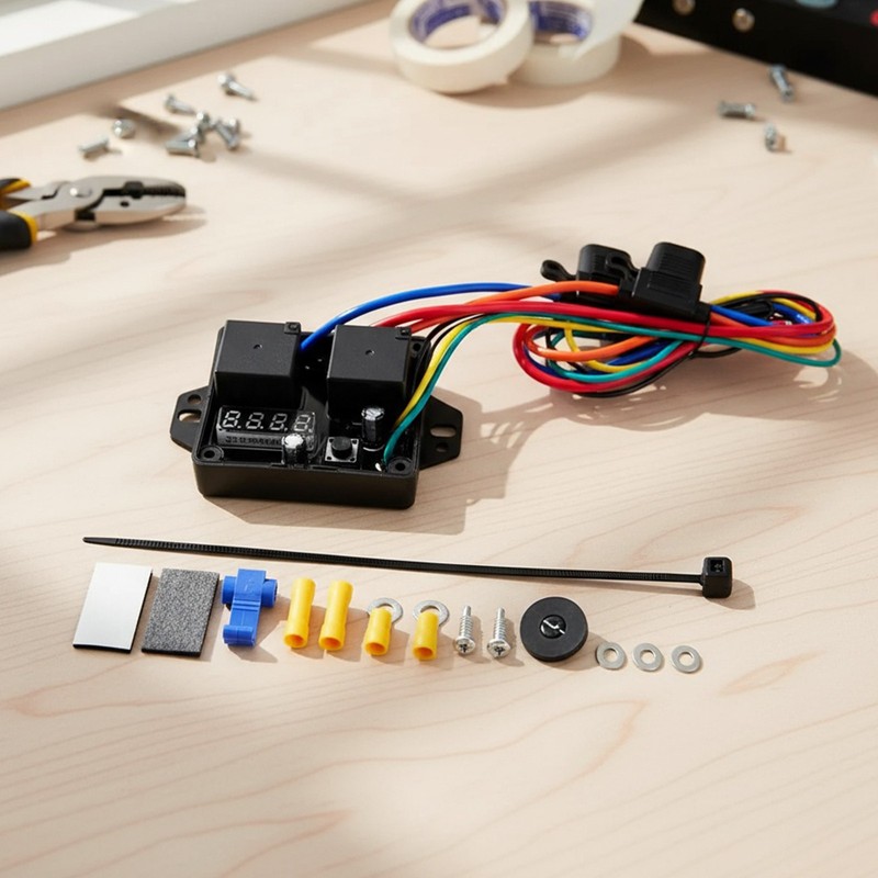 Digital Radiator Fan Switch Kit 12V/24V, Adjustable 104°F-230°F w/Dual Electri gallery