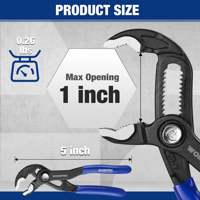 WORKPRO 5inch Water Pump Plier Quick Adjust Groove Joint Quick Release Push Lock gallery