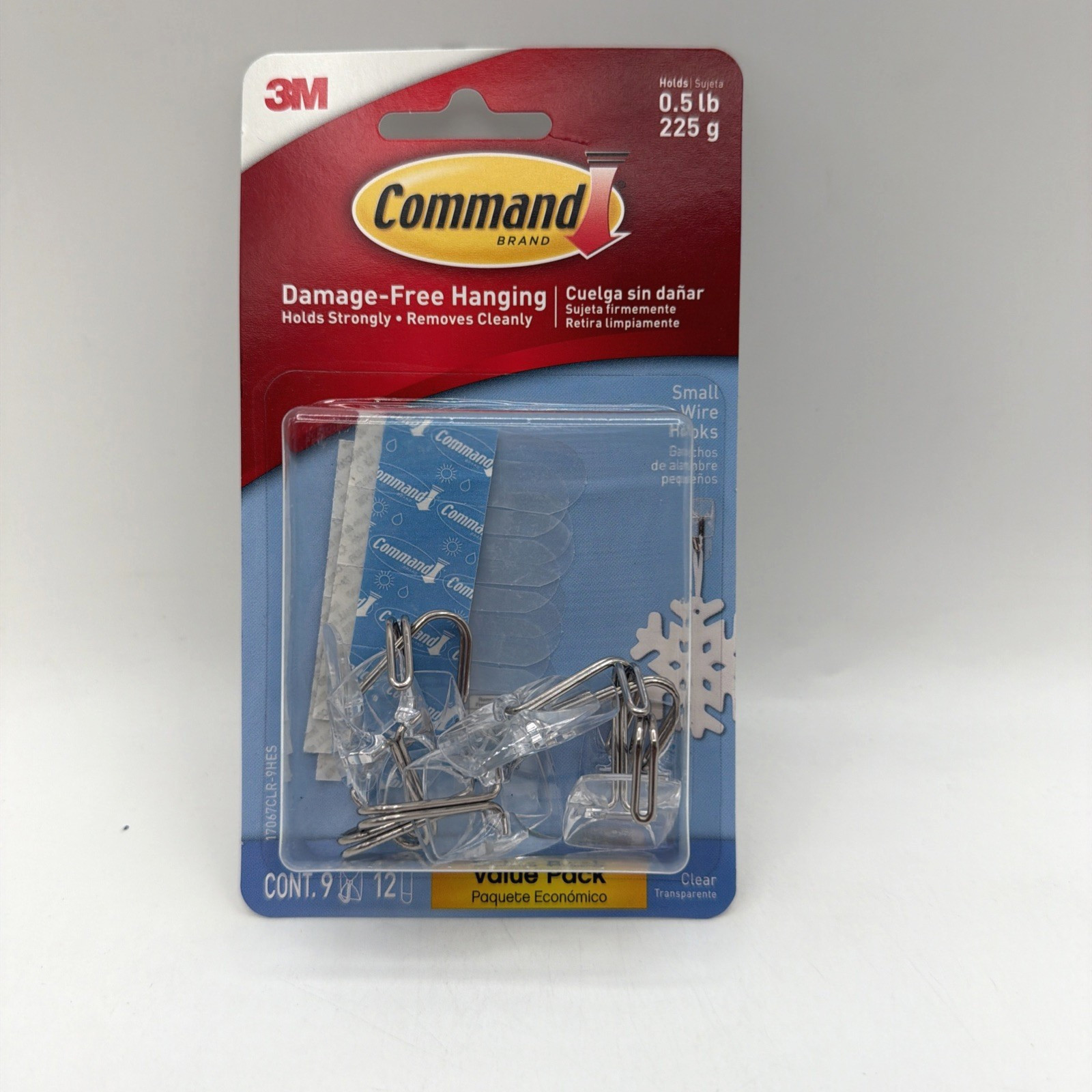 3M Command 17067CLR9ES Clear Hooks & Strips Plastic/Wire Small 9 Hooks 1 Pack gallery