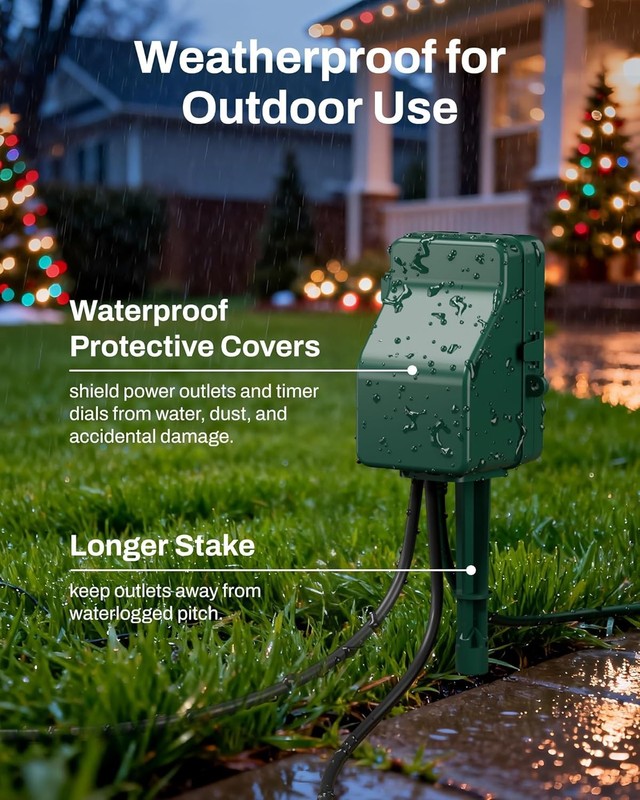 BN-LINK 24 Hour Outdoor Mechanical Timer 6 Outlets Garden Power Stake Waterproof gallery
