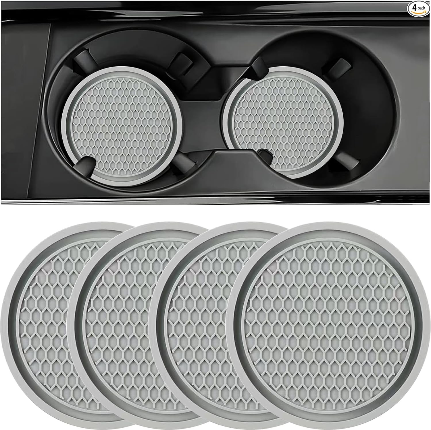 Universal Non-Slip Silicone Car Cup Coaster, 4PCS Grey Holder Inse Color: Gray gallery