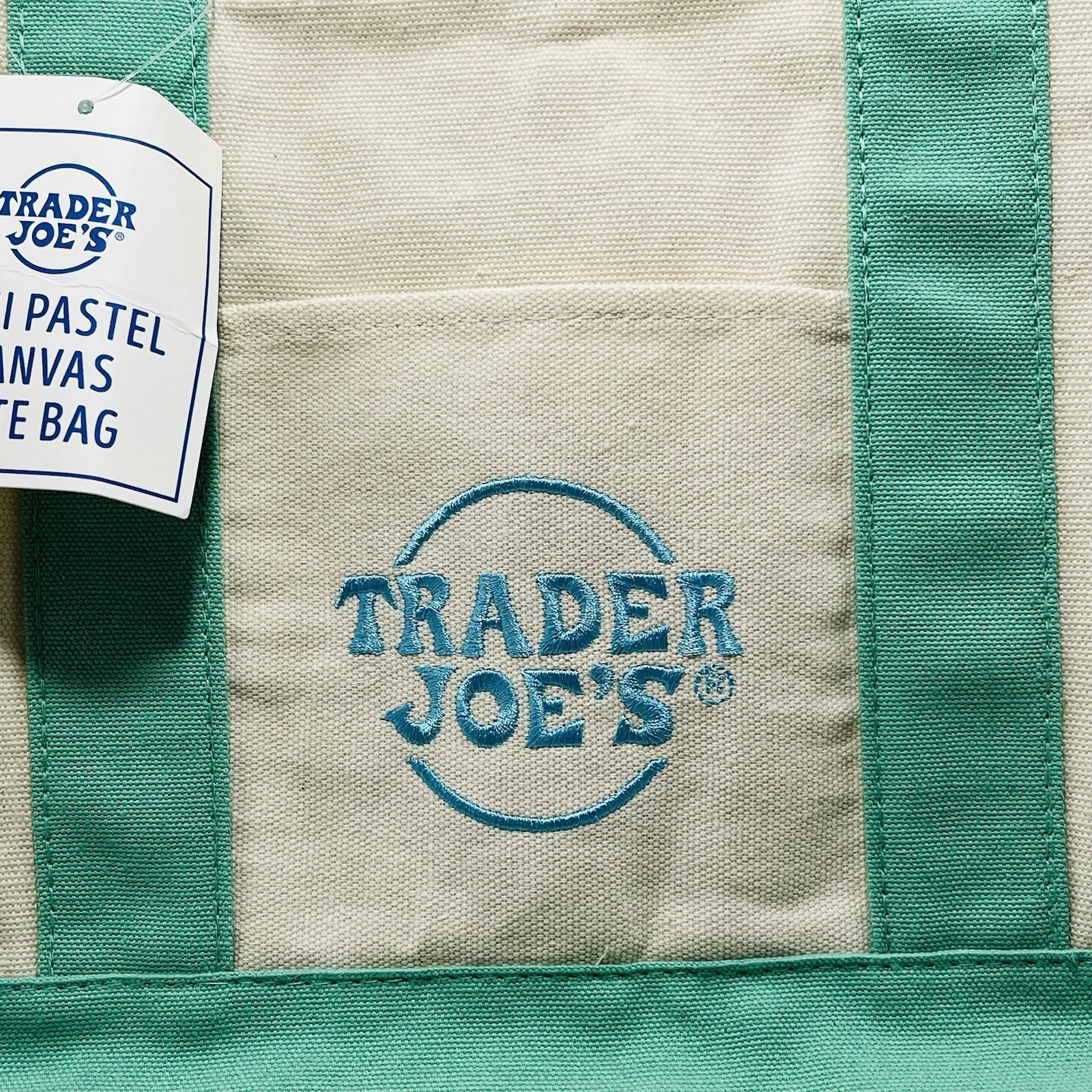 Trader Joe’s Mini Green Pastel Canvas Tote Bag Brand 2026 - NEW gallery