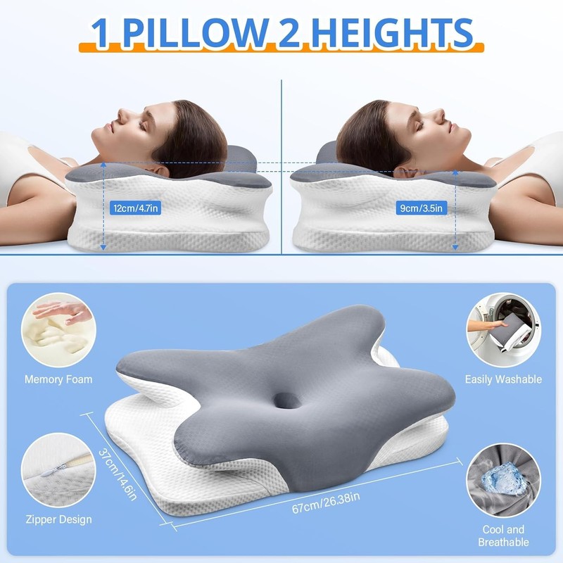 Ehomfory Cervical Ergonomic Memory Foam Neck Pillow for Neck Pain Relief NEW!!! gallery