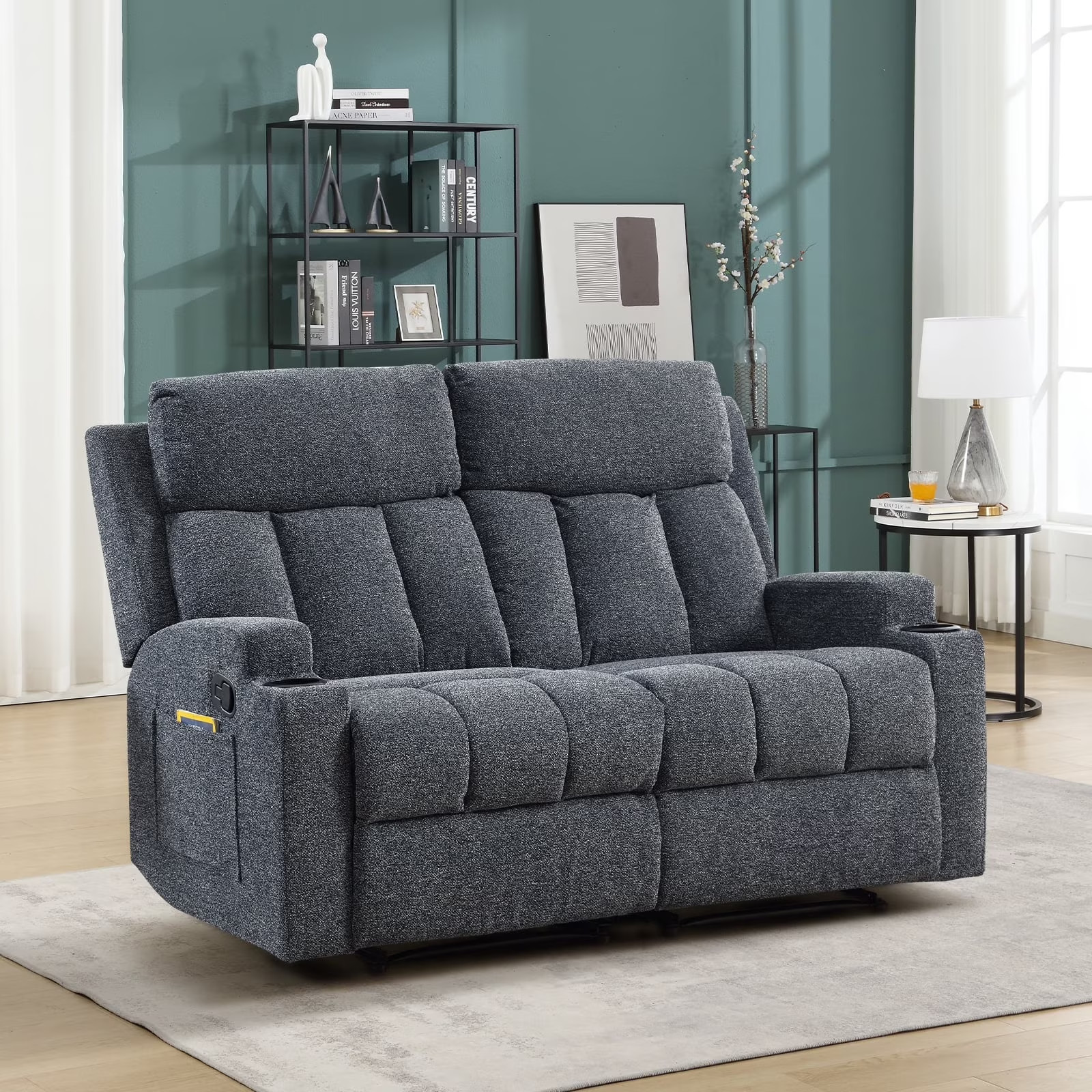 EBELLO Manual Recliner Sofa Set, Loveseat Sofa with Side Pockets and Cup Holders gallery
