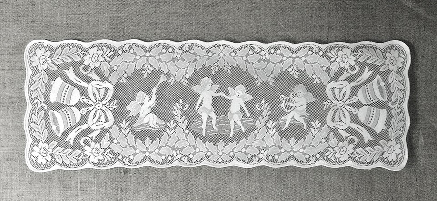 White 16" X 54" Quaker Lace Table Runner Valentine Wedding Christmas gallery