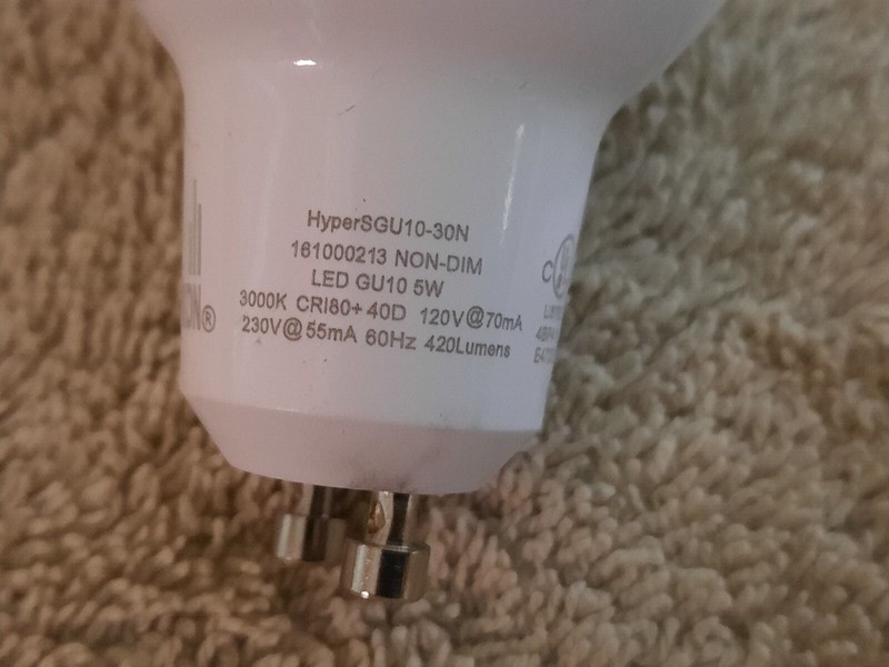 Hyperikon SGU10-30N LED 85-265v 5W, GU10 Bi-Pin Base Spotlight Bulb, 3000K 6pk gallery