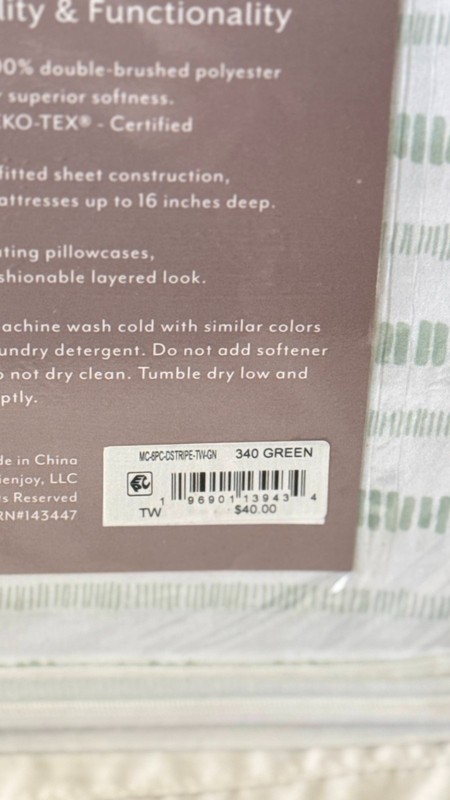 New Kaycie Gray 4-Pc. Microfiber Sheet Set ,Dashed Stripe Bundle Twin Size Green gallery