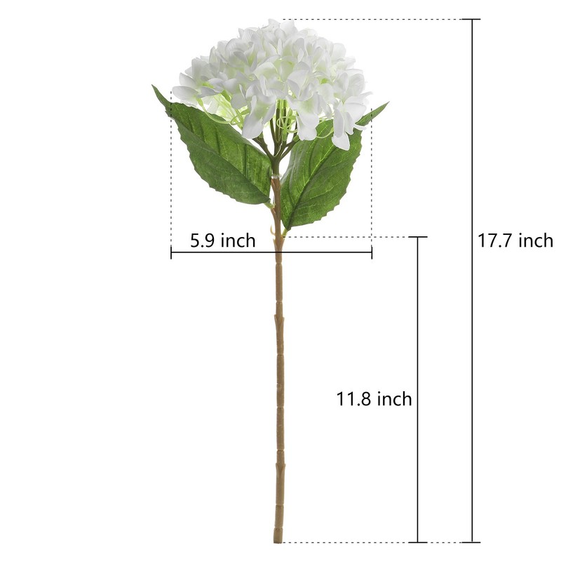 EZFLOWERY 5 Pcs Artificial Silk Hydrangea Flowers 18'' Bouquet Arrangement White gallery
