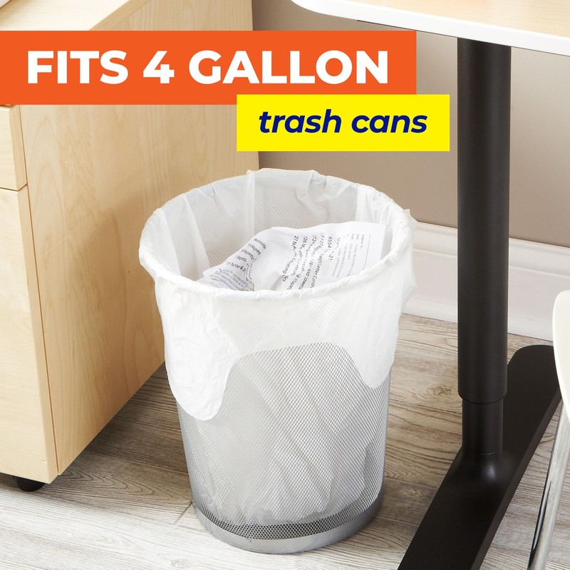 Hefty Essentials Flap Tie 4 Gallon Trash Bags, 52 1 Count (Pack of 52), White gallery