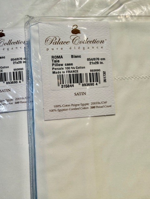 White Standard Shams pair (2) called Roma percale 500 TC French Yves Delorme gallery