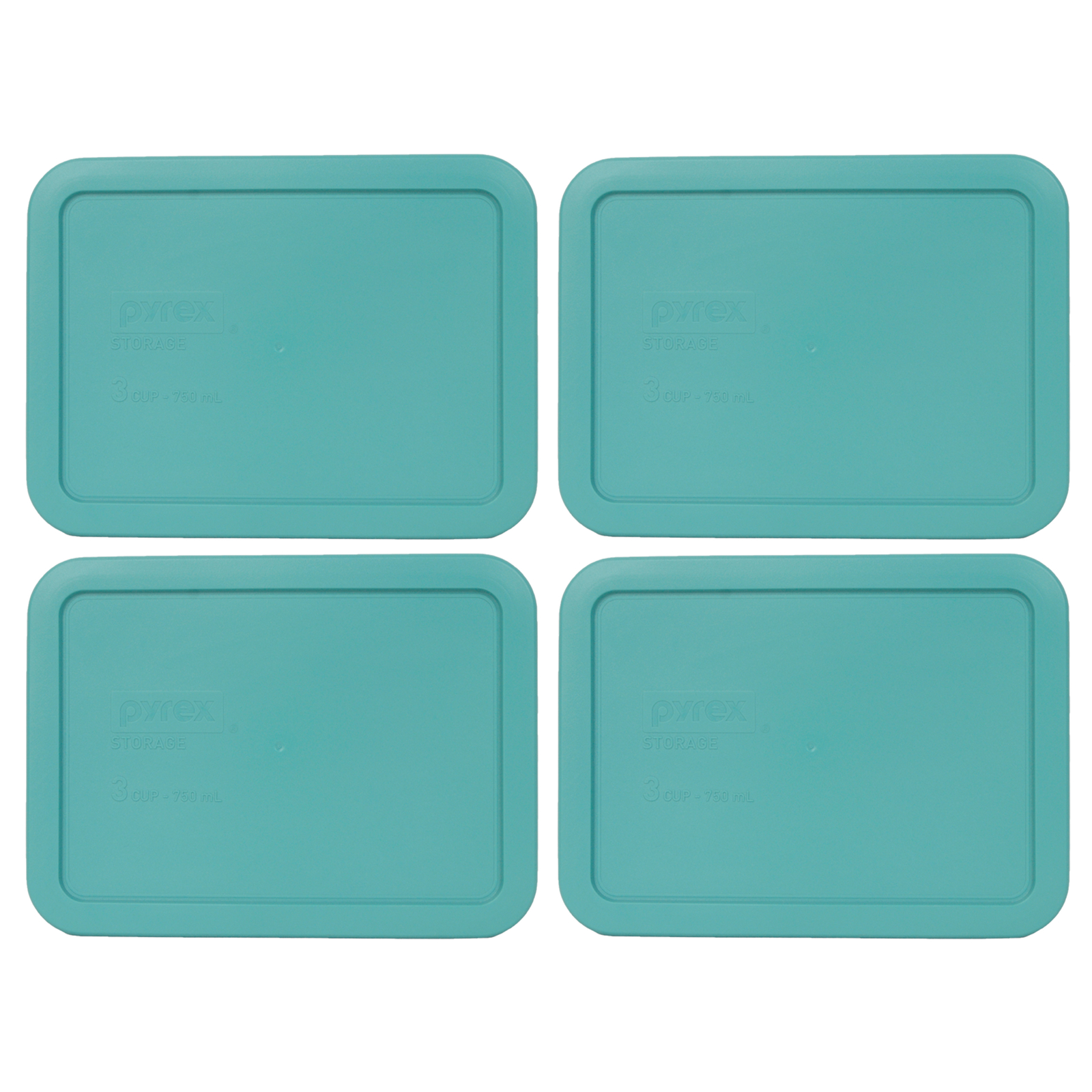 Pyrex 7210-PC Turquoise Rectangle 3 Cup Storage Lid Cover 4PK for Glass Dish gallery