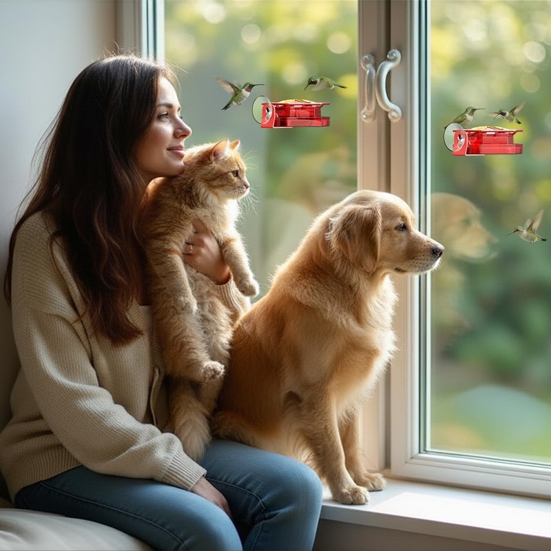 Birdream 2 Pack Window Hummingbird Feeders for Outdoors, Hummingbird Feeder with gallery