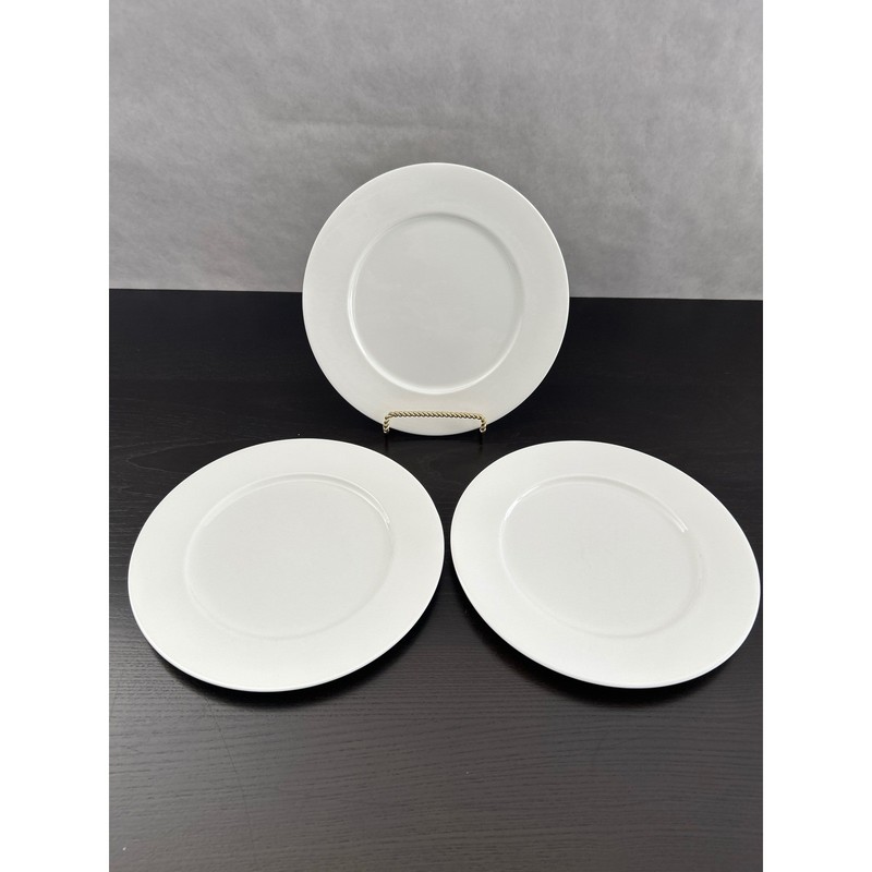 Hotel Collection White Bone China Salad Plates Set of 3 Round Minimalist 9.5in gallery