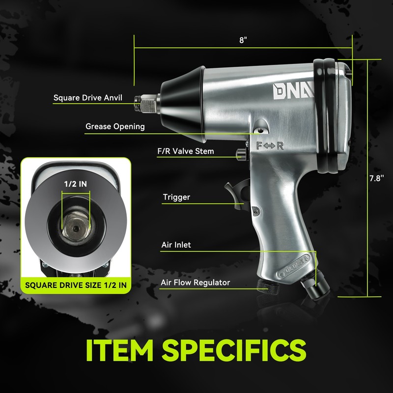 17 Pc 1/2" Square Drive 250 FT.-LB Torque 90 PSI 7000 RPM Air Impact Wrench Set gallery