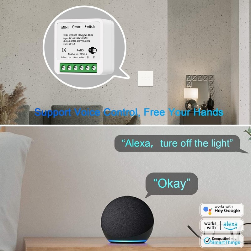 WiFi Smart Switch Light Switch, Compatible with Alexa/Google Home, APP Remote... gallery