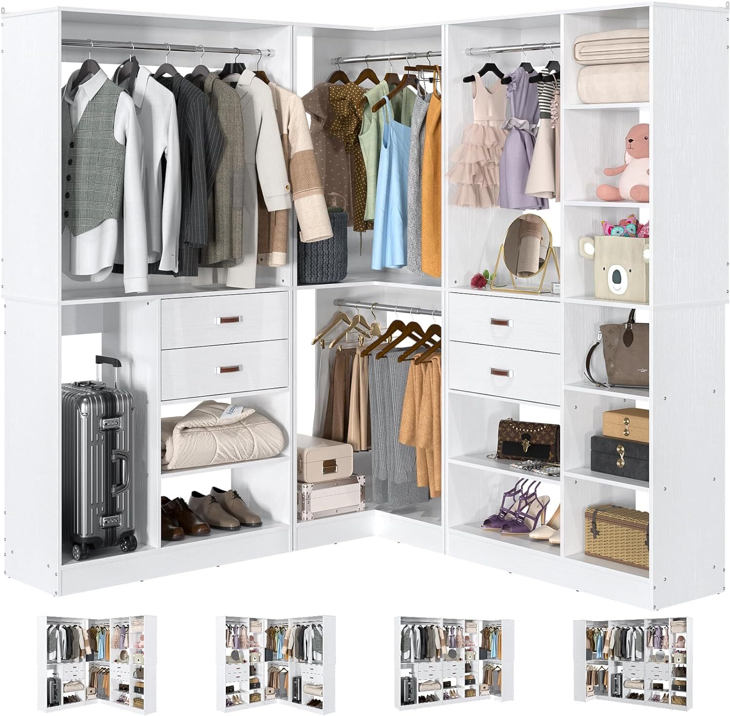 Freestanding Walk-in Closet System Reversible Wardrobe Cloth Garment Organizer gallery