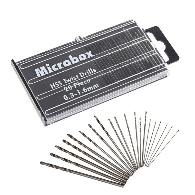 20pc Micro Drill Bit Set Wire Gauge Index #61-80 without Swivel Head Pin Vise gallery