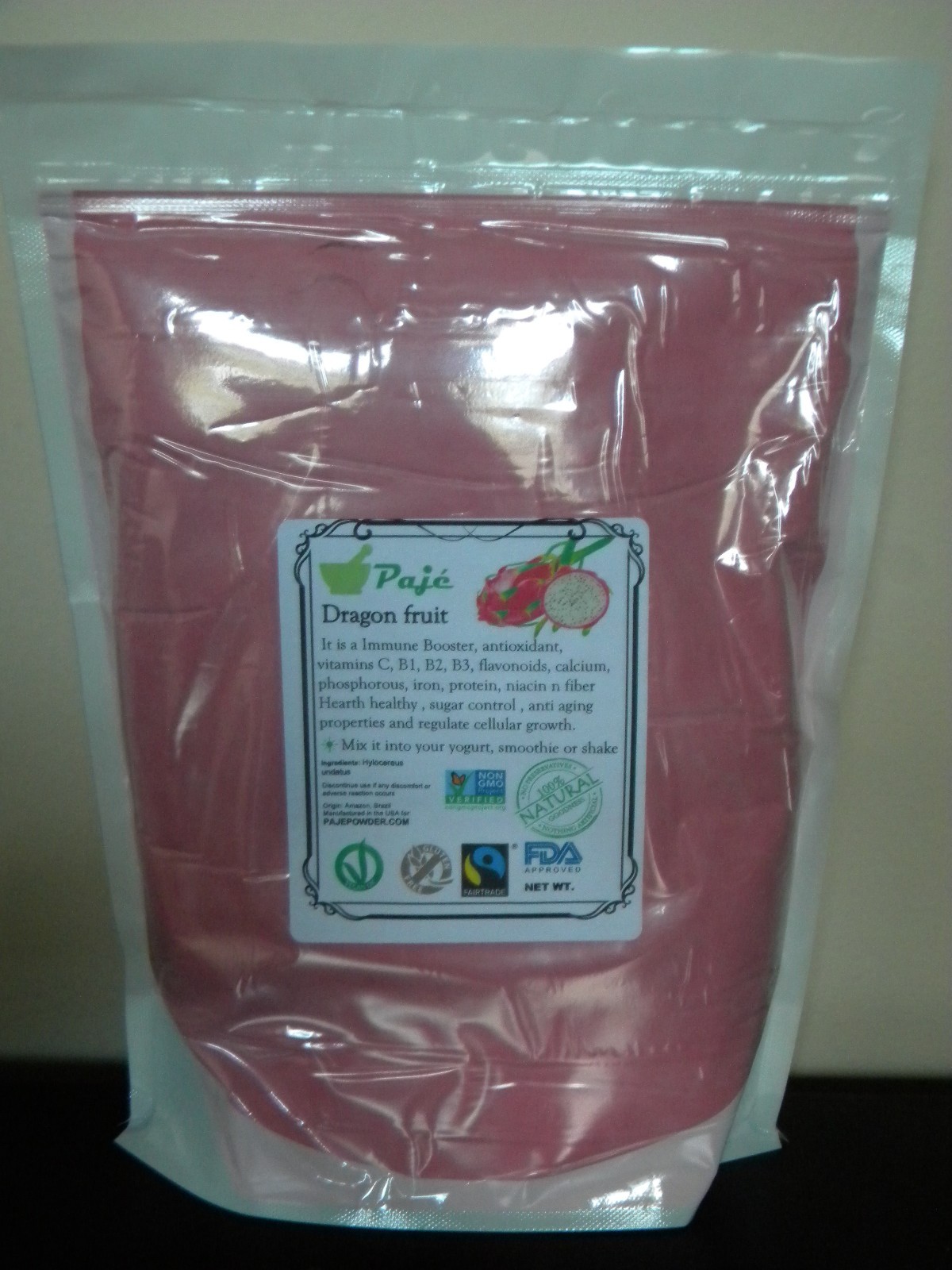 DRAGON FRUIT PITAYA freeze dried fruit Powder 64oz - 4lb PAJE Superfoods gallery