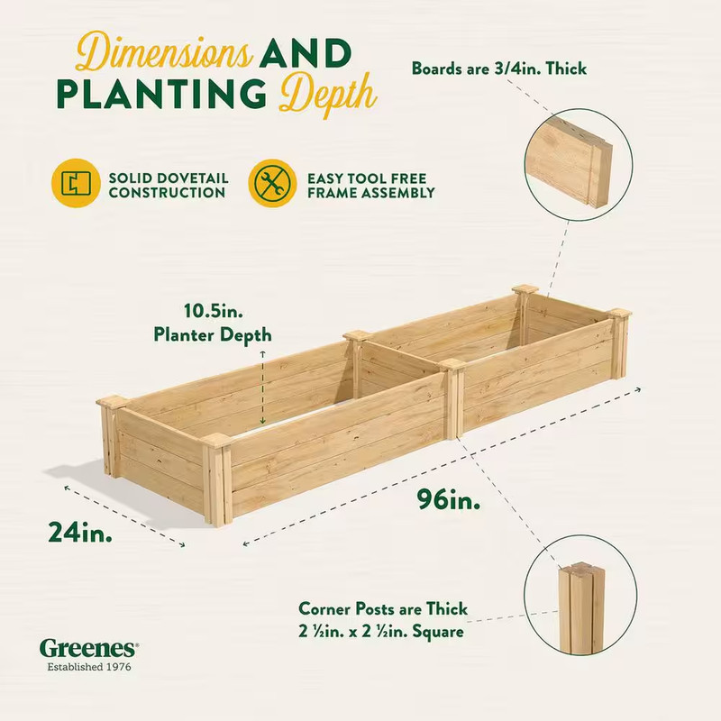 Premium Sanded Natural Cedar Wooden Rectangle Raised Garden Bed 3/4 In. Thick Bo gallery