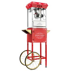 Vintage Style Popcorn Machine Maker Popper with Cart and 8-Ounce Kettle