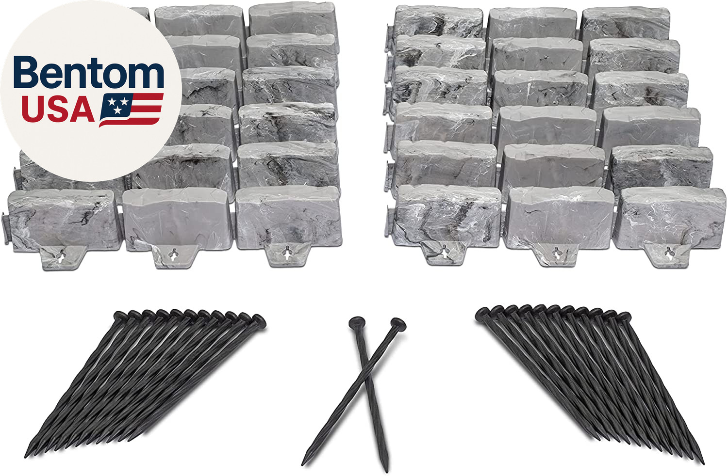 No-Dig Landscape Edging with Anchoring Spikes, 2.7 in Tall Decorative Stone-Look gallery