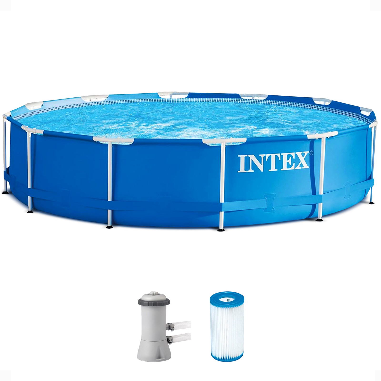 Intex 28211EH 12' x 30" Metal Frame Round Above Ground Swimming Pool with Pump gallery