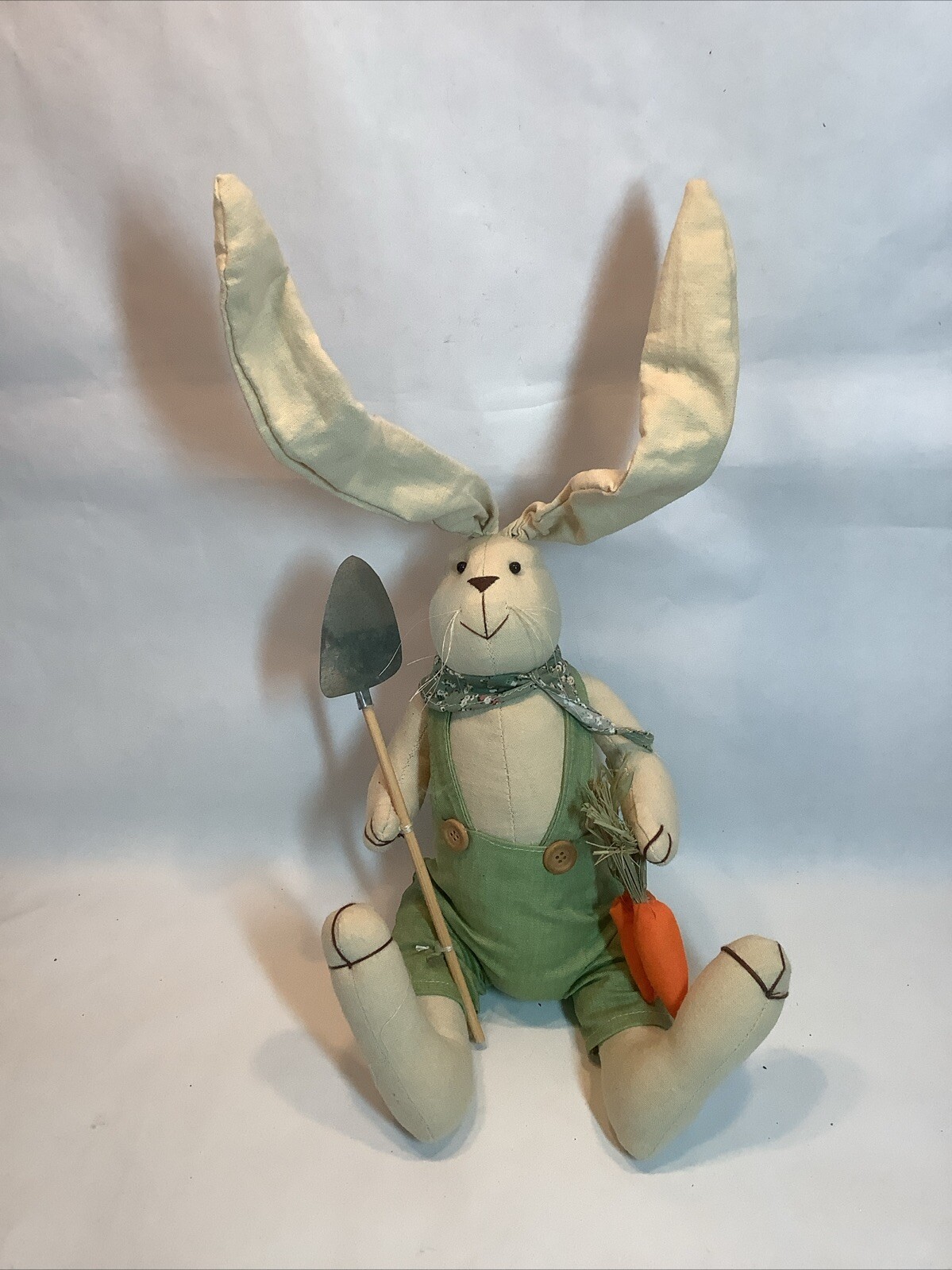 Easter Rabbit Fabric With Large Posable Ears Garden Farmer Spring Plush 20” gallery