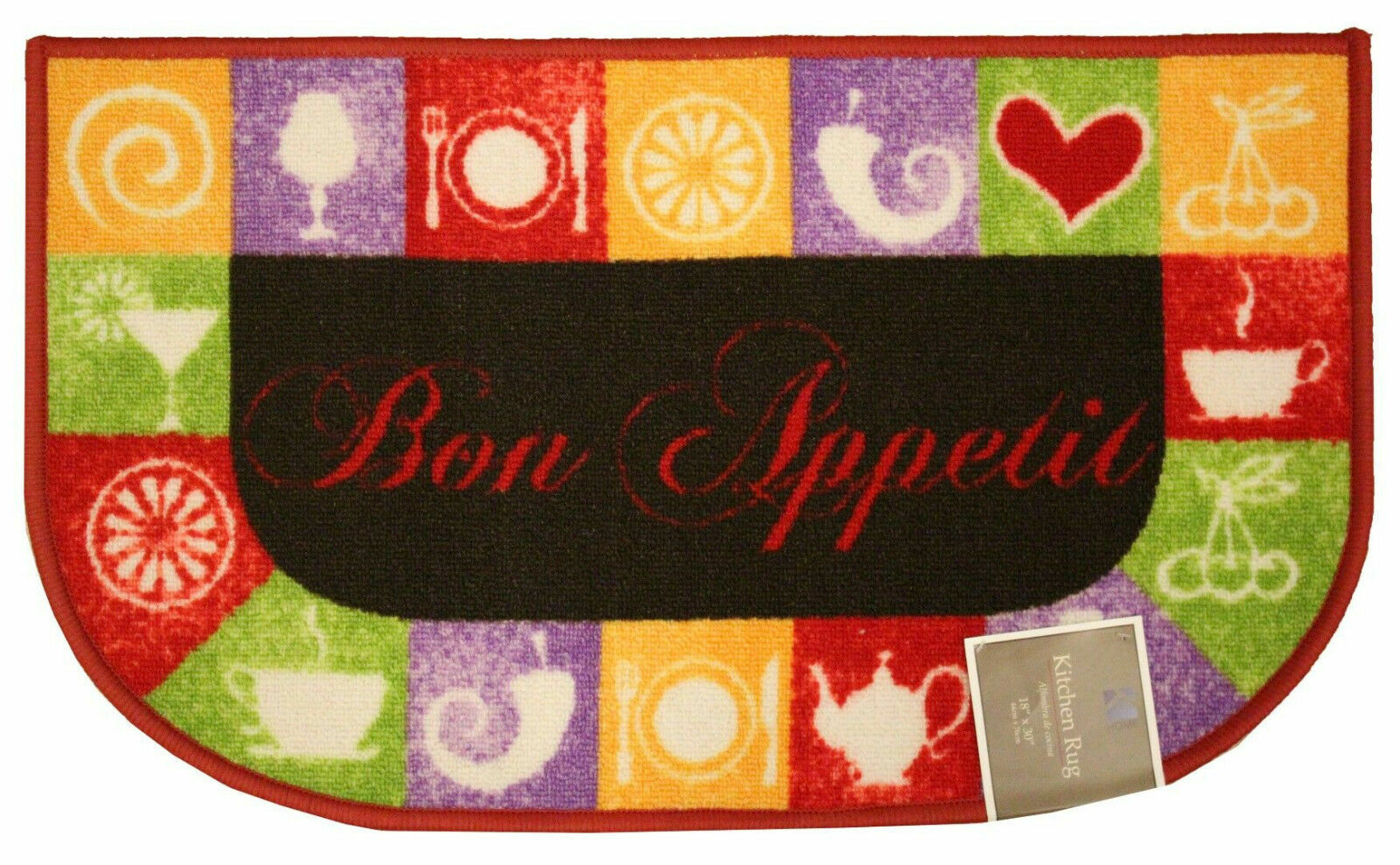 PRINTED NYLON RUG (nonskid latex back) (18"x 30"), BON APPETITE, D Shaped by KH gallery