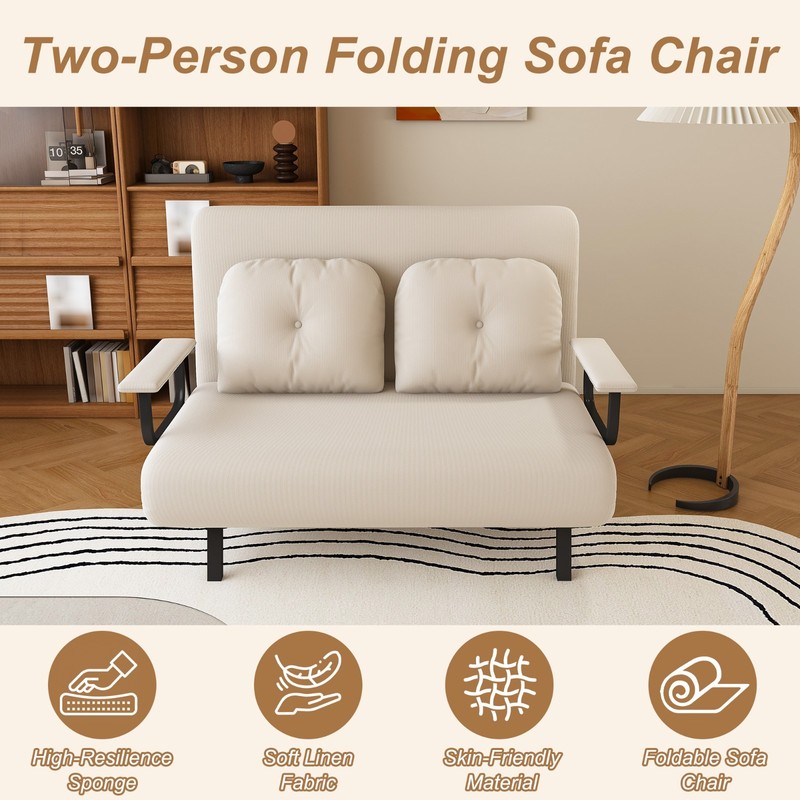 46" Wide Folding Sofa Bed 5-in-1 Convertible Chair for Two Adjustable Backrest gallery
