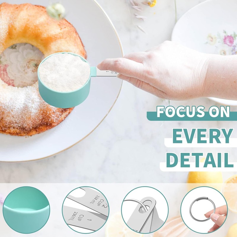 Measuring Cups Set Spoons Set, Nesting Measure 1 Cup, Mint Green gallery