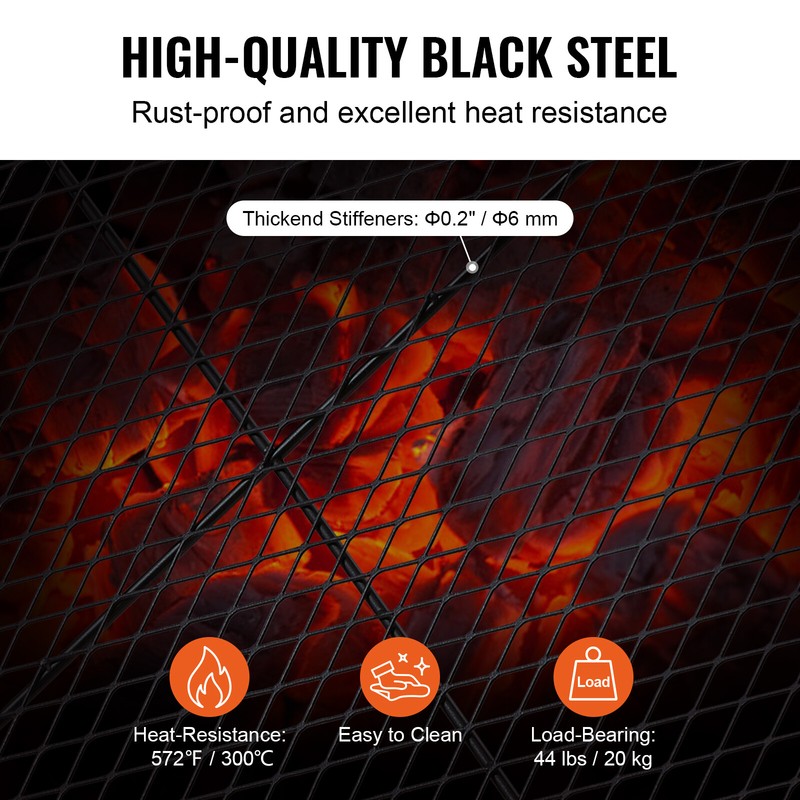 VEVOR 32" Rectangle Cooking Grate Fire Pit Grill Grate X-Marks Heavy-Duty Steel gallery