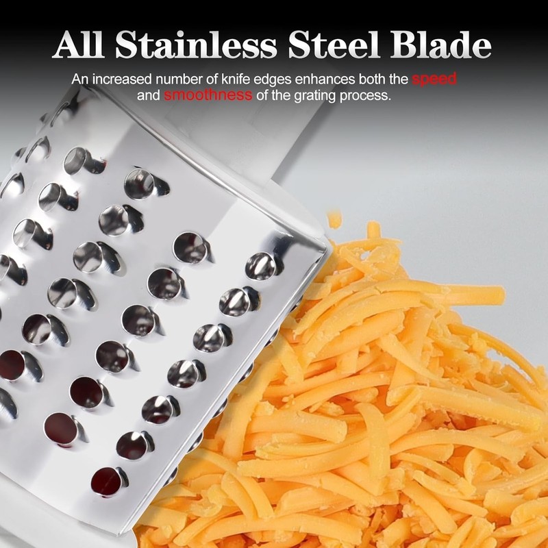 Hand Crank Cheese Grater & Multi-Utility Shredder with 5 Blades - Easy Clean gallery