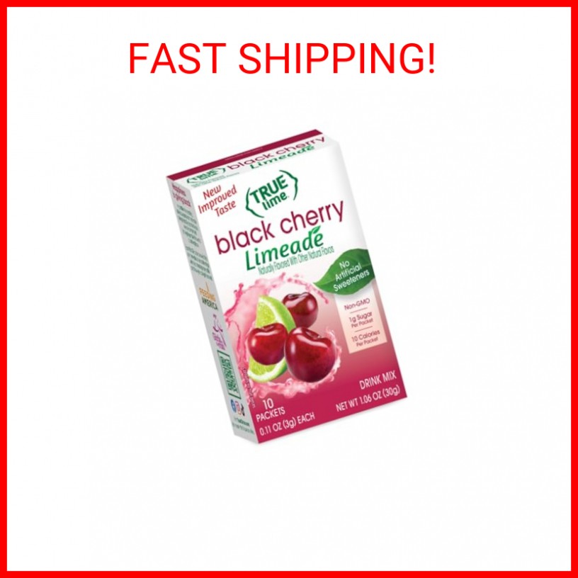 TRUE LIME Black Cherry Limeade Drink Mix (10 Packets) | Made from Real Limes | N