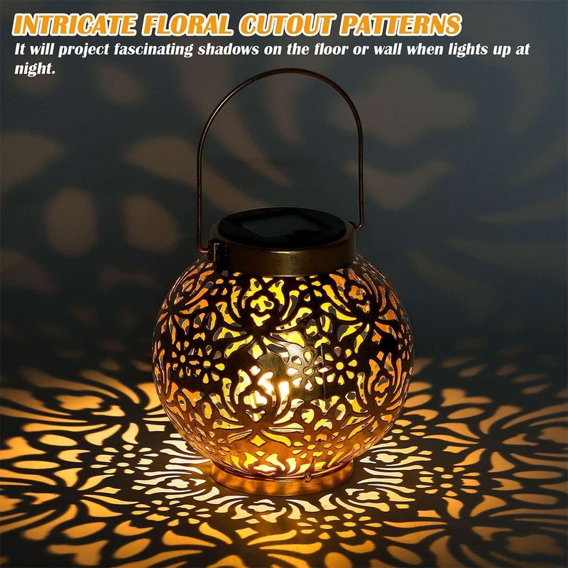 Solar Lantern Hanging Light LED Outdoor Retro Garden Lamp Waterproof Decor gallery