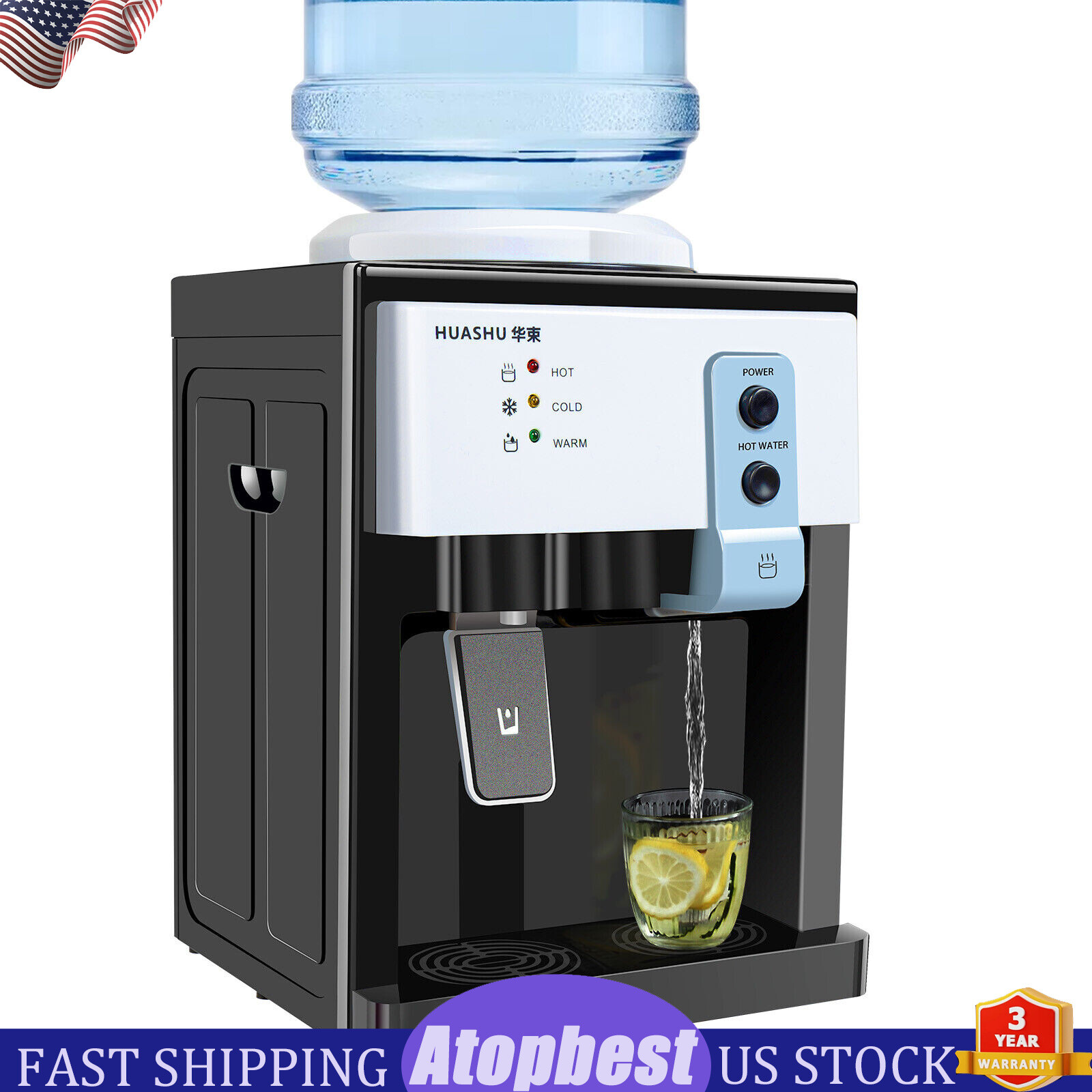 5 Gallon Top Loading Water Cooler Dispenser Countertop Hot+Cold Drinking Machine gallery
