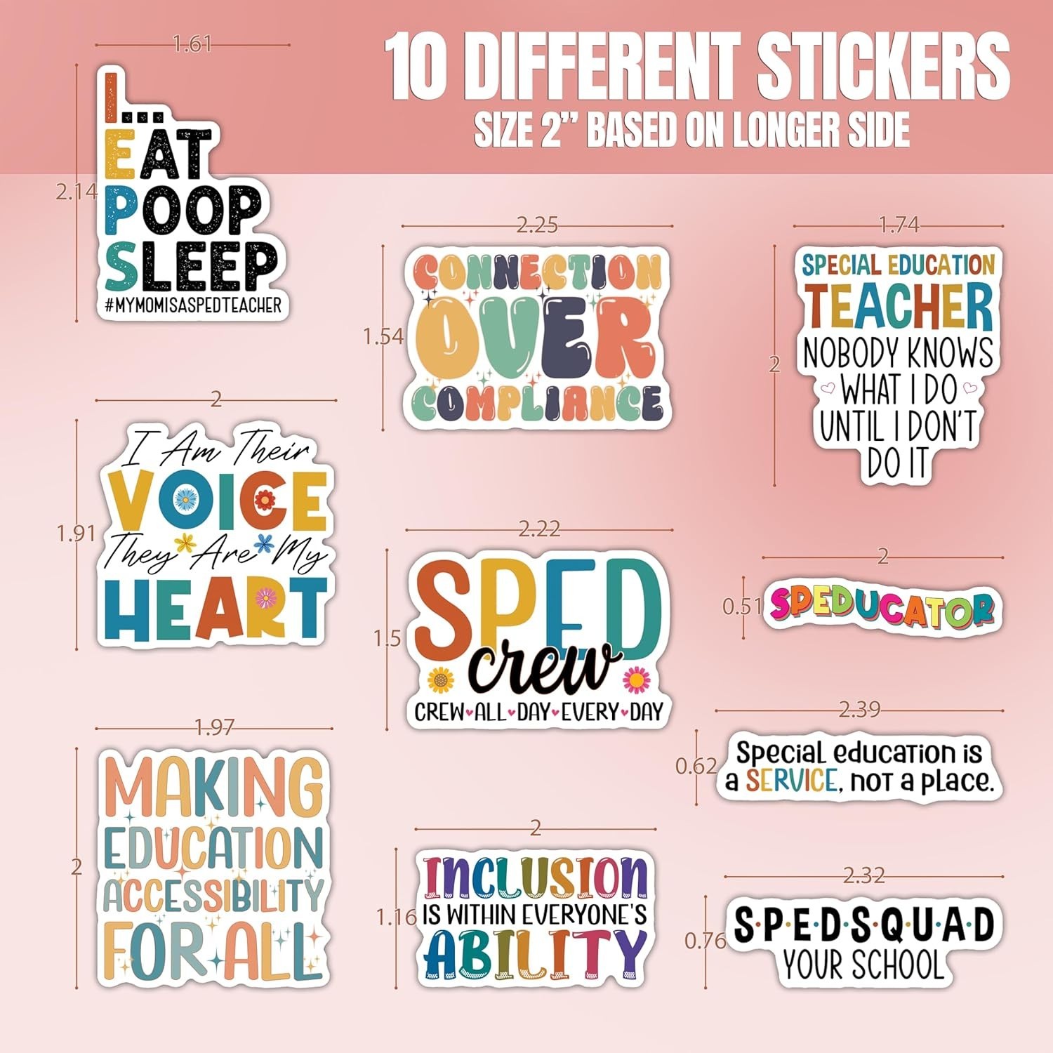 10pcs Special Education Sticker Inclusion Accessibility Quote SPED Teacher Gift gallery