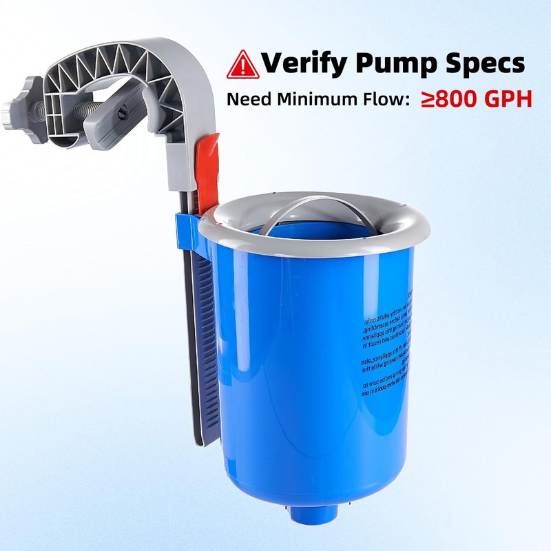 Pool Surface Skimmer Above Ground - Wall Mount Debris Cleaner Adjustable Clip US gallery