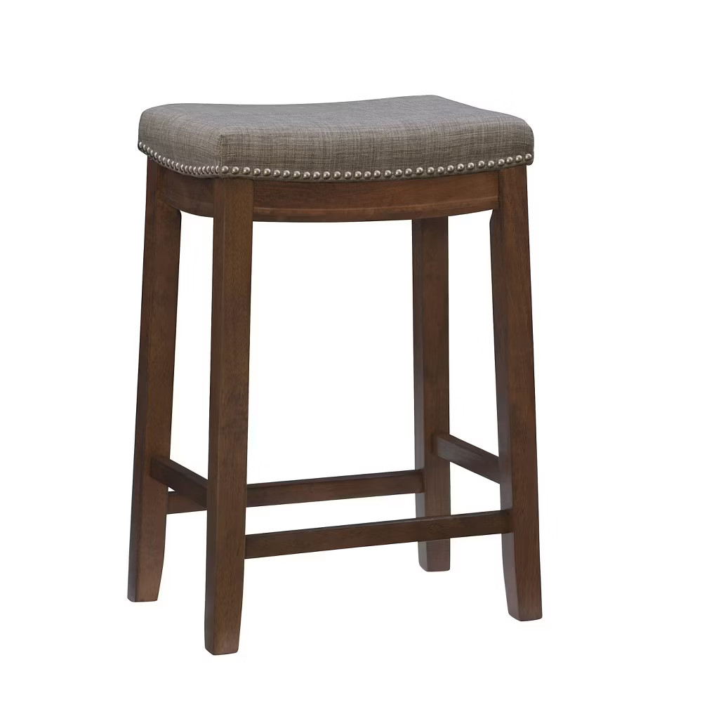 Claridge Backless Saddle Counter Height Barstool Stripe - Linon gallery