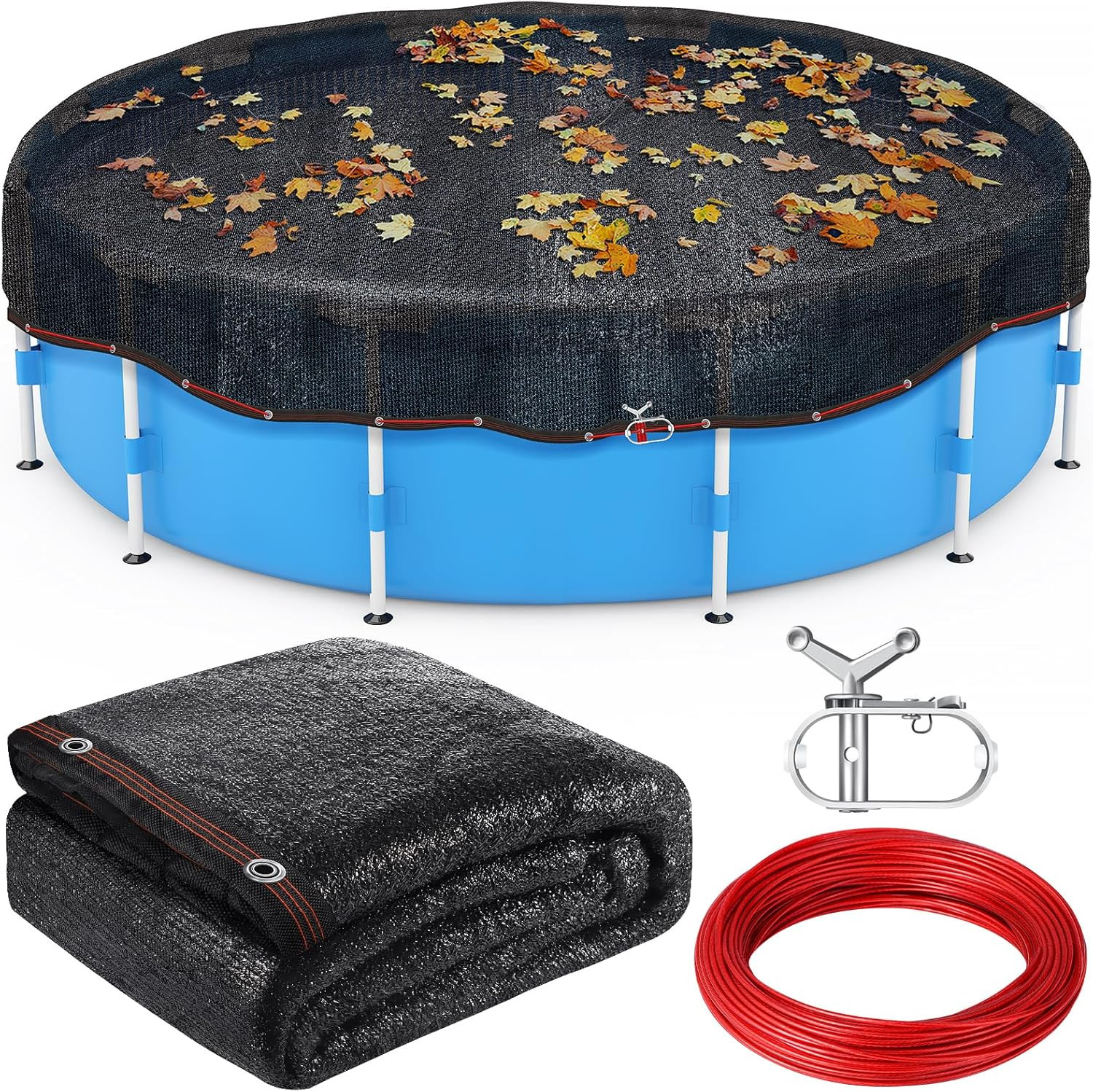 Pool Leaf Net Cover, 20Ft round Leaf Net for above Ground Pool to Catching Leave gallery