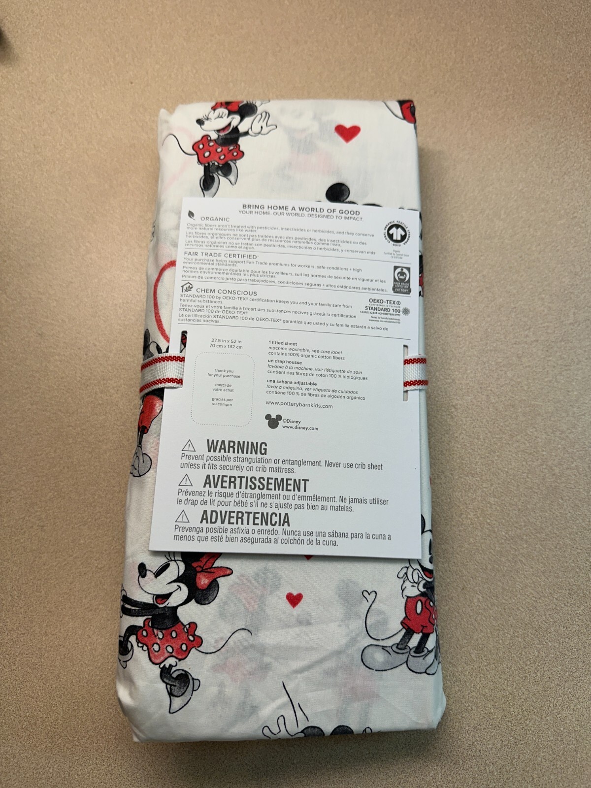 NEW Pottery Barn Kids Disney Mickey Mouse Organic FITTED CRIB SHEET -NLA gallery