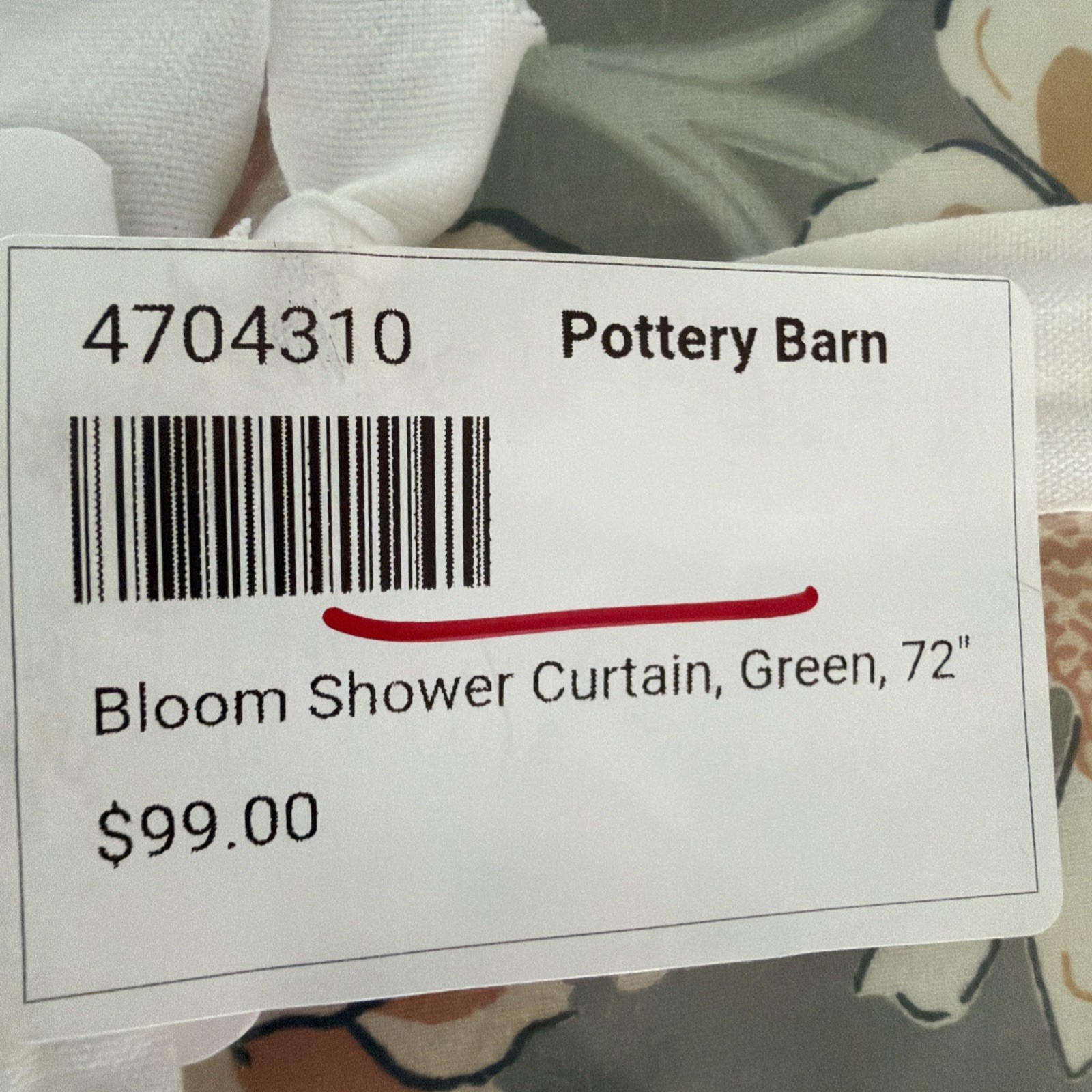 Pottery Barn Bloom Floral Shower Curtain ~ 72 x 72 ~ Green Multi NWT gallery